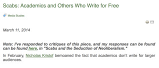 Scabs: Academics and Others Who Write for Free