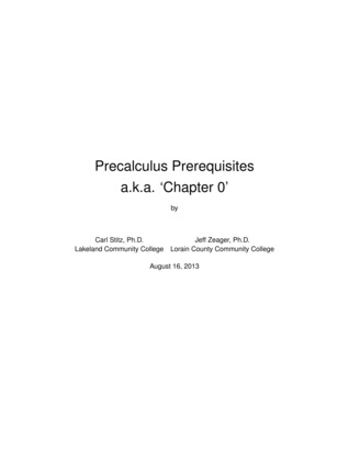 Precalculus Prerequisites a.k.a. 'Chapter 0'