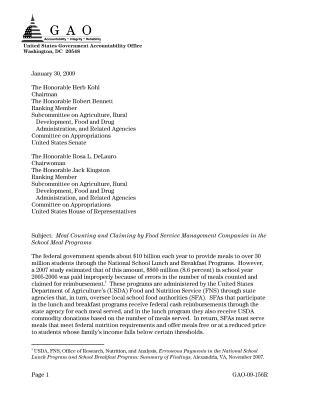 Meal Counting and Claiming by Food Service Management Companies in the School Meal Programs