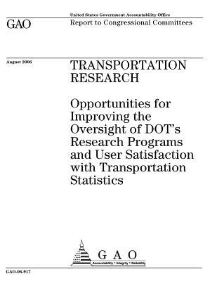 Transportation Research: Opportunities for Improving the Oversight of Dot's Research Programs and User Satisfaction with Transportation Statistics