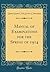 Manual of Examinations for ...