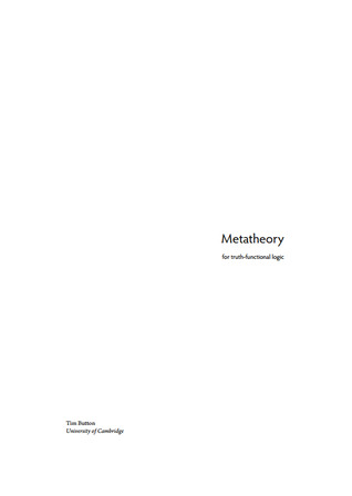 Metatheory for Truth-Functional Logic (ebook)