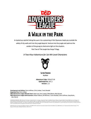 A Walk in the Park (Adventurers League DDAL07-04)