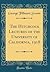 The Hitchcock Lectures of the University of California, 1918 (Classic Reprint)