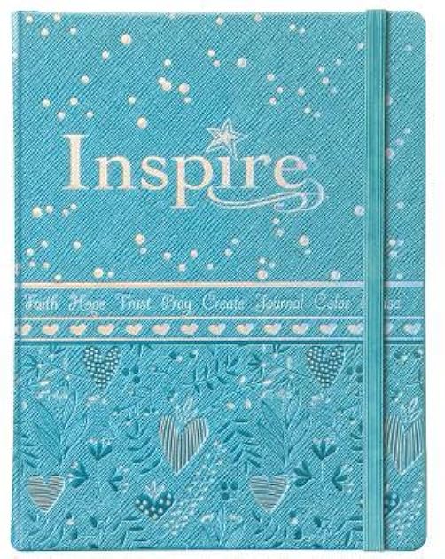 Tyndale NLT Inspire Bible for Girls (Hardcover LeatherLike, Metallic Blue): Journaling and Coloring Bible for Kids – Over 500 Scripture Illustrations to Color - Creative Bible Journal