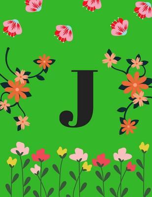 J: Monogram Initial J Notebook for Women, Girls 8.5 X11 Inch 108 Page Volume 2