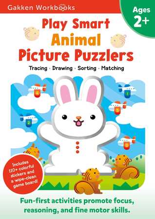 Play Smart Animal Picture Puzzlers Age 2+: Preschool Activity Workbook with Stickers for Toddlers Ages 2, 3, 4: Learn Using Favorite Themes: Tracing, Matching Games (Full Color Pages)