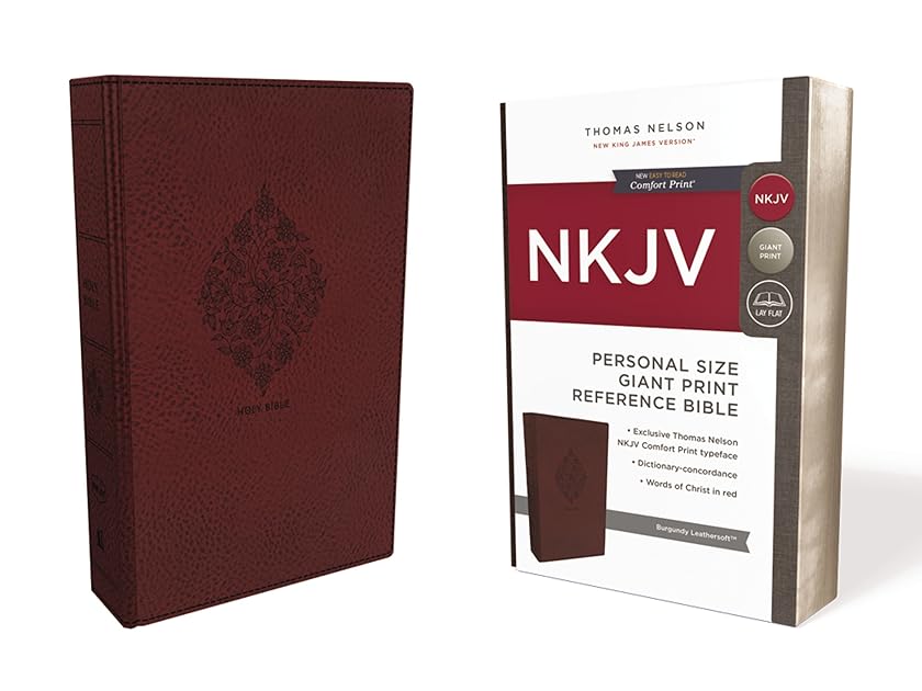 NKJV, Reference Bible, Personal Size Giant Print, Leathersoft, Burgundy, Red Letter, Comfort Print: Holy Bible, New King James Version