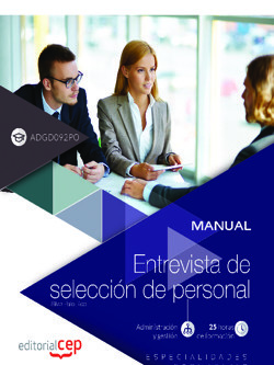 Manual. Entrevista de selección de personal. (ADGD092PO). Especialidades formativas