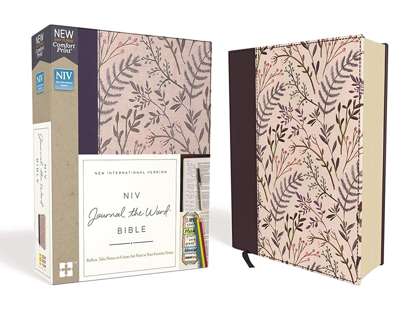 NIV, Journal the Word Bible, Cloth over Board, Pink Floral, Red Letter, Comfort Print: Reflect, Take Notes, or Create Art Next to Your Favorite Verses