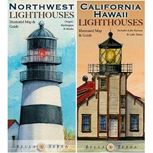 Oregon Coast Lighthouses Map Pacific Coast Lighthouses Map Pack - California, Oregon, Washington, Alaska  & Hawaii By Bella Terra Maps