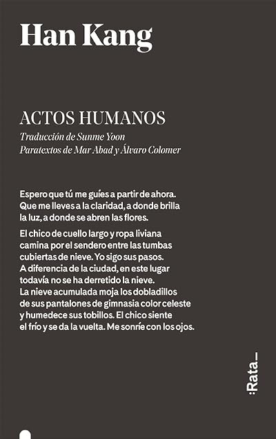 Portada de Actos humanos, de Han Kang