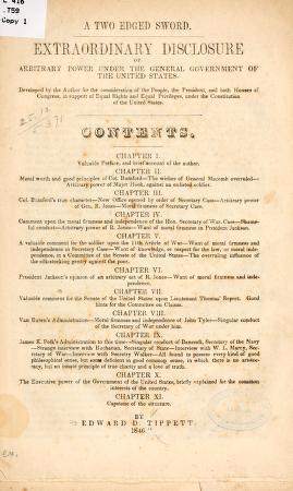 A Two Edged Sword: Extraordinary Disclosure of Arbitrary Power Under the General Government of the United States (Unknown Binding)