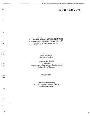 Nastran Analysis for the Airmass Sunburst Model 'c' Ultralight Aircraft