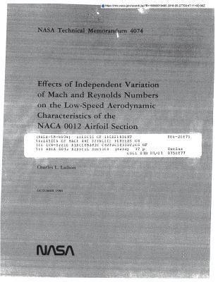 Effects of Independent Variation of Mach and Reynolds Numbers on the Low-Speed Aerodynamic Characteristics of the NACA 0012 Airfoil Section