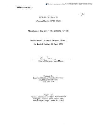 Membrane Transfer Phenomena (Mtp)