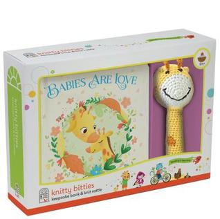 Babies Are Love: Knitty Bitties Keepsake Book & Knit Giraffe Rattle Toy