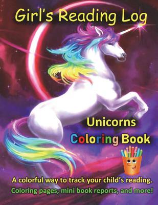 Girl's Reading Log Unicorns Coloring Book: 8.5 X 11, Black and White Interior, reading a z, coloring pages, reading, bookworm, #reading, #readingtime, #readingjournal, Unicorns