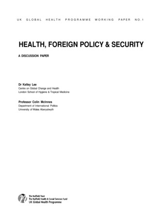 Health, foreign policy and security: Working Paper Number 1