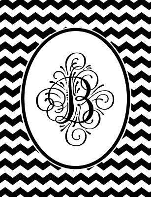 Monogram B 2018-2019 Coloring Academic Planner: Coloring Book Monthly Weekly Daily Black and White Chevron Student Calendar Planner 13 Months