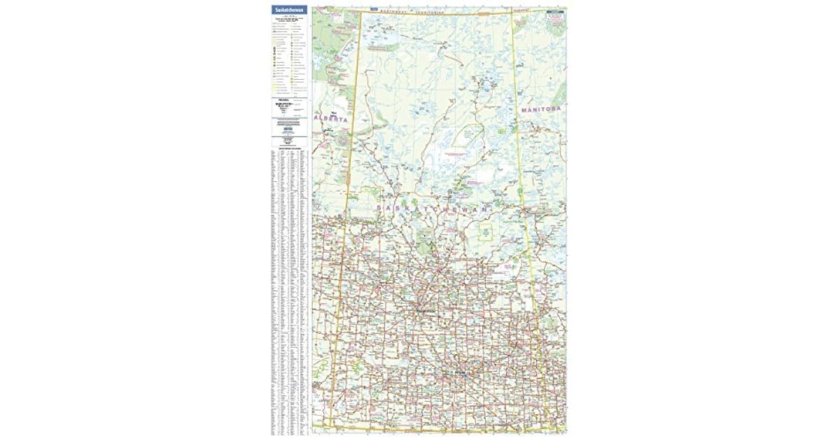 Manitoba & Saskatchewan Laminated Wall Map - 17.75x21.75" Detailed Province Road Map