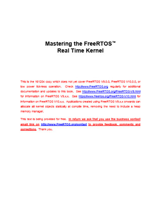 Mastering the FreeRTOS Real Time Kernel - a Hands On Tutorial Guide (ebook)