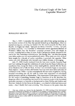 The Cultural Logic of the Late Capitalist Museum (Unknown Binding)