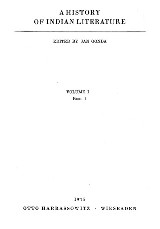 A History of Indian Literature (Vol. I, Fasc. 1)