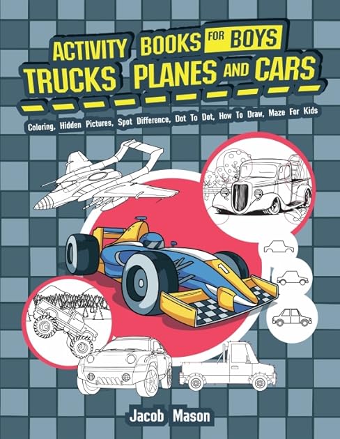Activity Books For Boys Trucks Planes And Cars