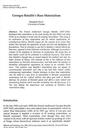 Georges Bataille's Base Materialism