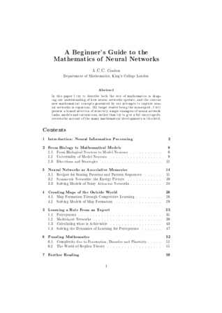 A Beginner's Guide to the Mathematics of Neural Networks
