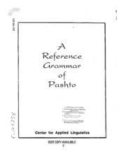 A Reference Grammar of Pashto