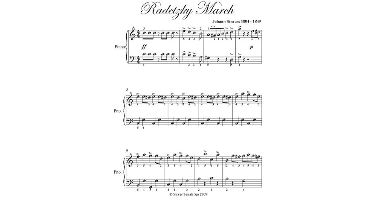 Radetzky March Tchaikovsky Easy Piano Sheet Music by Johann Strauss II