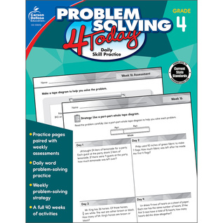 Carson Dellosa – Problem Solving 4 Today: Daily Skill Practice, Math Problem-Solving Activities for 4th Grade, 96 Pages, Paperback, Ages 9–10 with Answer Key