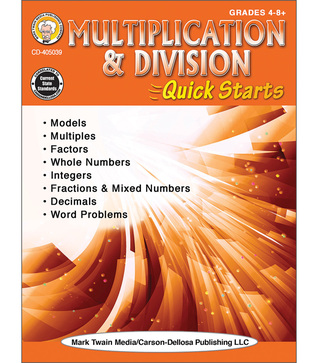 Mark Twain Division and Multiplication Workbook, 4th Grade Math Book and Up, Integers, Fractions, Decimals, Word Problems, Times Tables, and More Mathematics, Classroom or Homeschool Curriculum