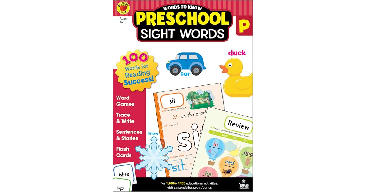 Words to Know Sight Words, Grade Preschool by Thinking Kids