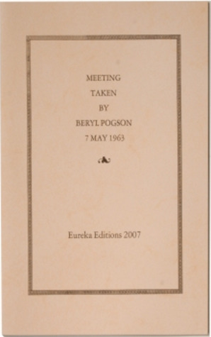 MEETING TAKEN BY BERYL POGSON 7 MAY 1963 (Booklet)
