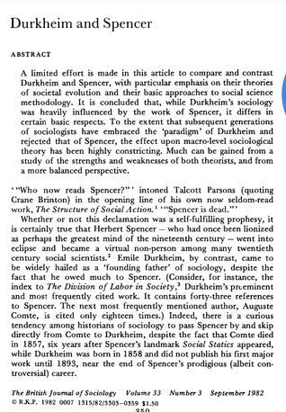 Durkheim and Spencer