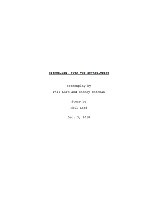 Spider-Man: Into The Spider-Verse Screenplay