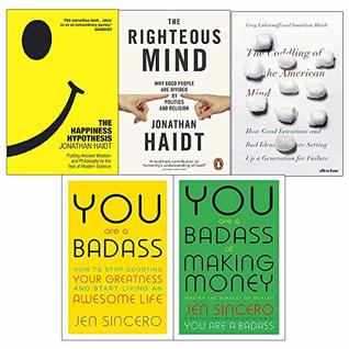 Happiness hypothesis, the righteous mind, coddling of the american mind, you are a badass at making money 5 books collection set (Paperback)