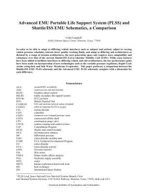 Advanced Emu Portable Life Support System (Plss) and Shuttle/ISS Emu Schematics, a Comparison