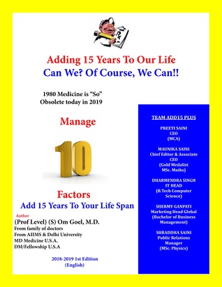 Adding 15 Years To Our Life, Can We? Yes! We Can!! 1980 Medicine is "So Obsolete" Today in 2019, Manage 10 Factor, Add 15 Years To Our Life Span