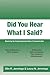 Did You Hear What I Said? by Olin R Jennings
