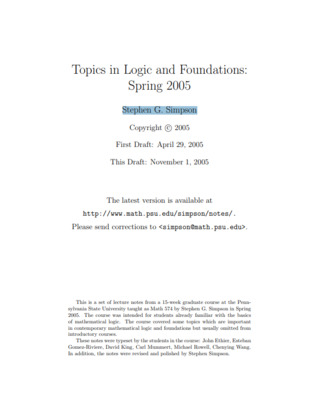 Topics in Logic and Foundations
