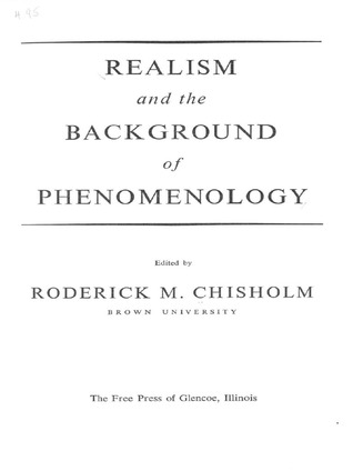 Realism and the Background of Phenomenology (Paperback)