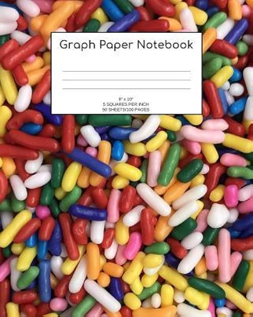 Graph Paper Notebook: Sprinkles; 5 squares per inch; 50 sheets/100 pages; 8 x 10