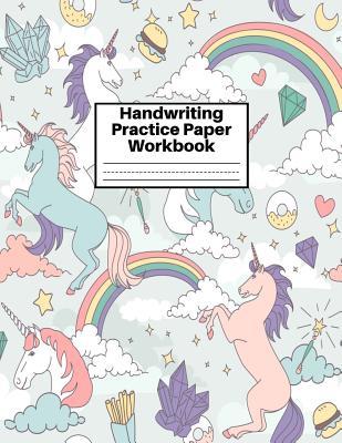 Handwriting Practice Paper Workbook: Cute Unicorn Matte Cover Large 8.5 x 11 Blank Lined Sheets Journal Notebook for Writing Improvement Exercises - ... 2nd, 3rd and 4th) and Adults ~ Design Code BZ