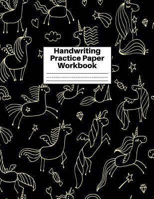 Handwriting Practice Paper Workbook: Cute Unicorn Matte Cover Large 8.5 x 11 Blank Lined Sheets Journal Notebook for Writing Improvement Exercises - ... 2nd, 3rd and 4th) and Adults ~ Design Code BW