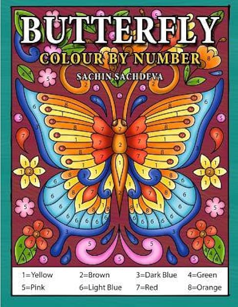 Butterfly Colour by Number: Coloring Book for Kids Ages 4-8