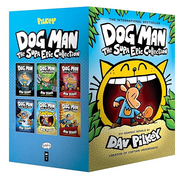 Dog Man: The Supa Epic Collection: Dog Man, Unleashed, A Tale of Two Kitties, Dog Man and Cat Kid, Lord of the Fleas, Brawl of the Wild (Dog Man #1-6 Box Set)
